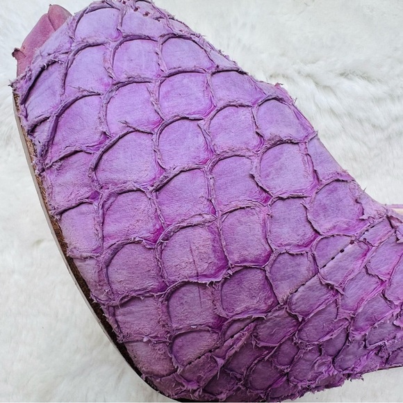 HOUSE OF HARLOW Leather Lilac Purple Peep Toe Python Pearl Pumps Heels S… - Picture 9 of 15